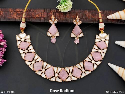 kundan-rose-rodium-polish-short-necklace-set-